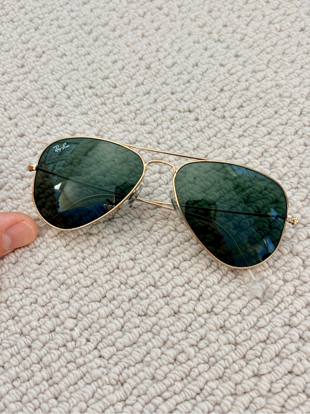 Ray-Ban Aviator Extra Small Gold Frame Sunglasses with Green Lenses